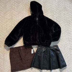 Girls Faux Fur Coat and Skirts lot - 6/7